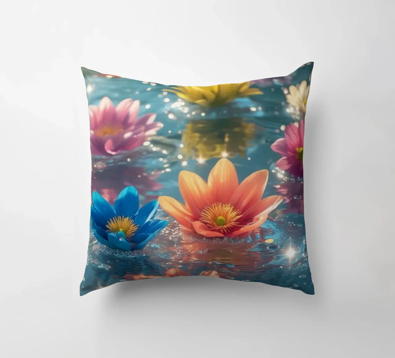 Fiori magici e colorati sull'acqua cuscino da Léa Lefebvre Photography