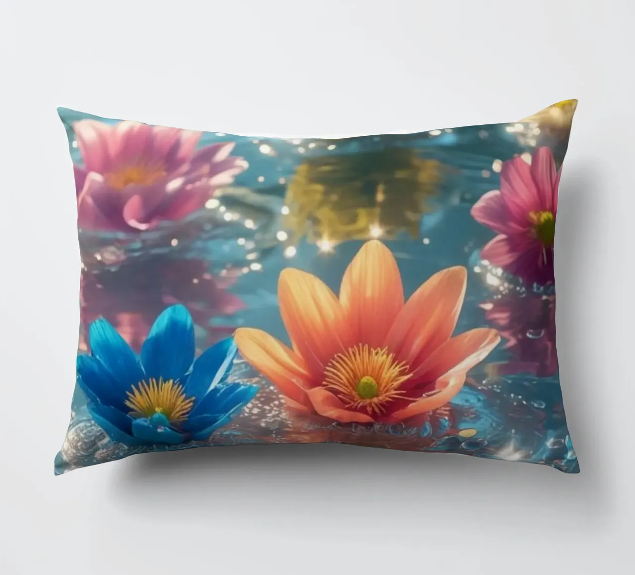 Fiori magici e colorati sull'acqua cuscino da Léa Lefebvre Photography