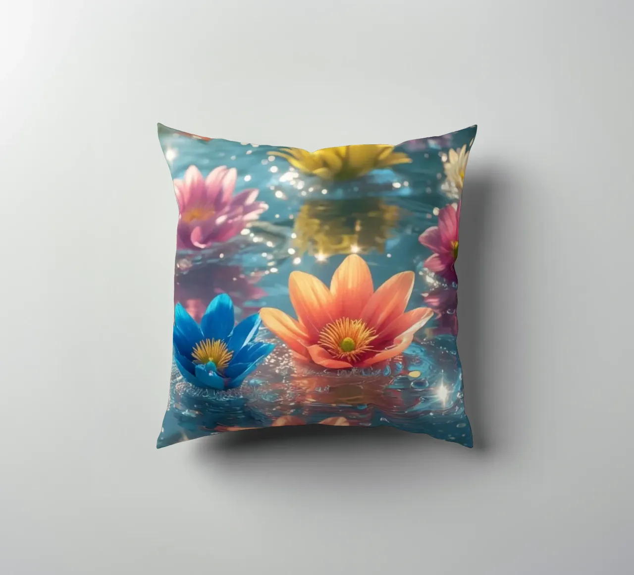 Fiori magici e colorati sull'acqua cuscino da Léa Lefebvre Photography
