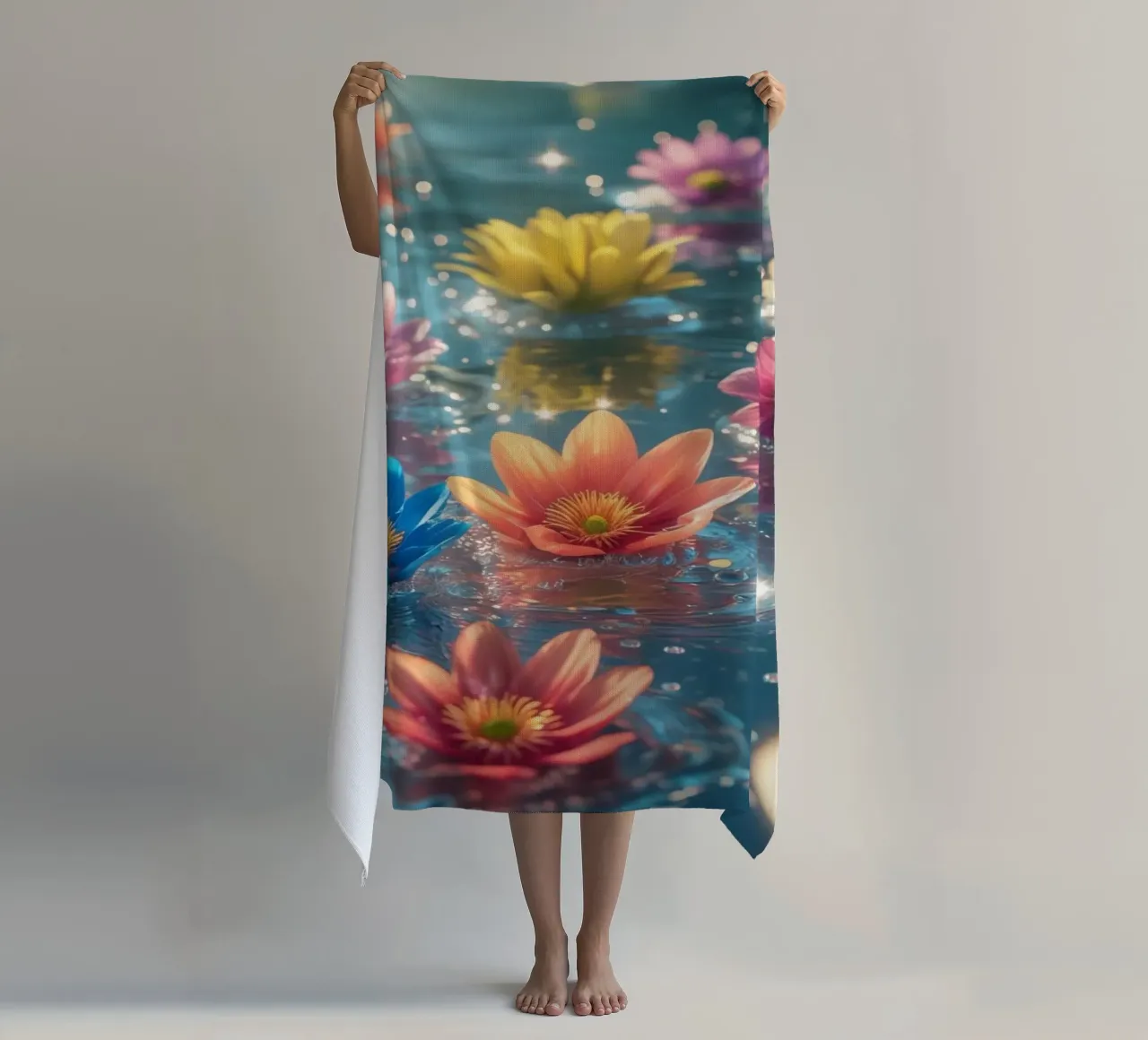 Fiori magici e colorati sull'acqua telo mare da Léa Lefebvre Photography