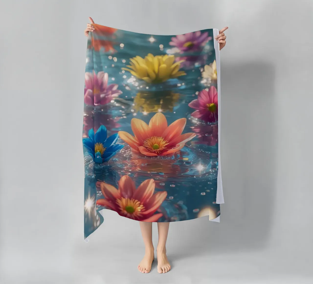 Fiori magici e colorati sull'acqua telo mare da Léa Lefebvre Photography