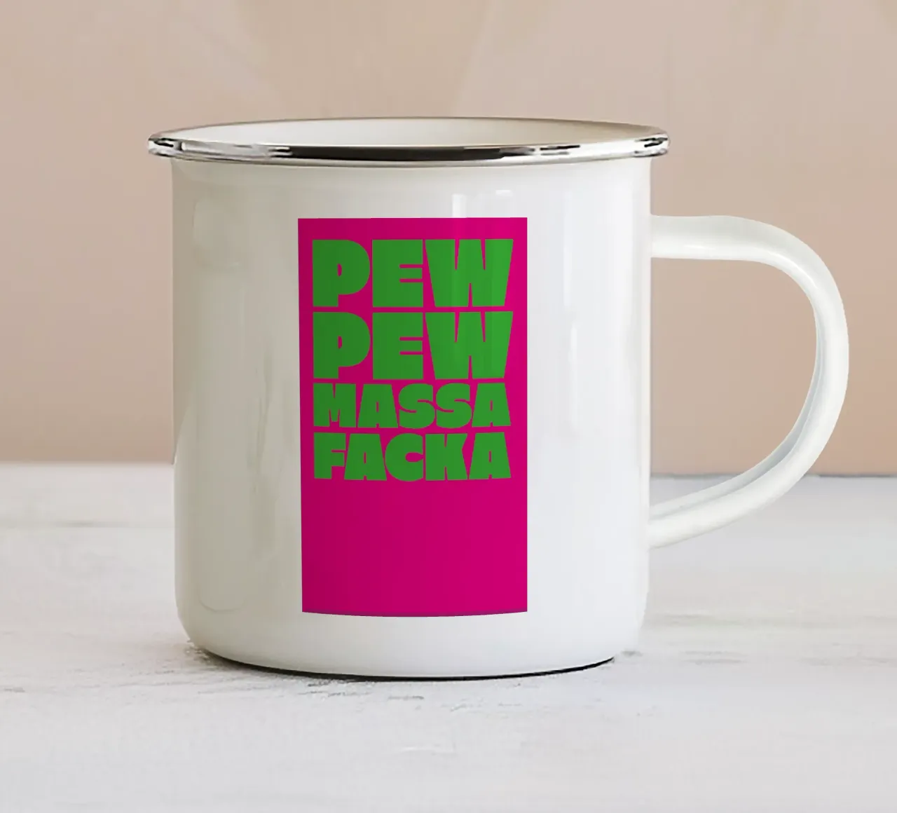 PEW PEW tazza in smalto da Flo Klein