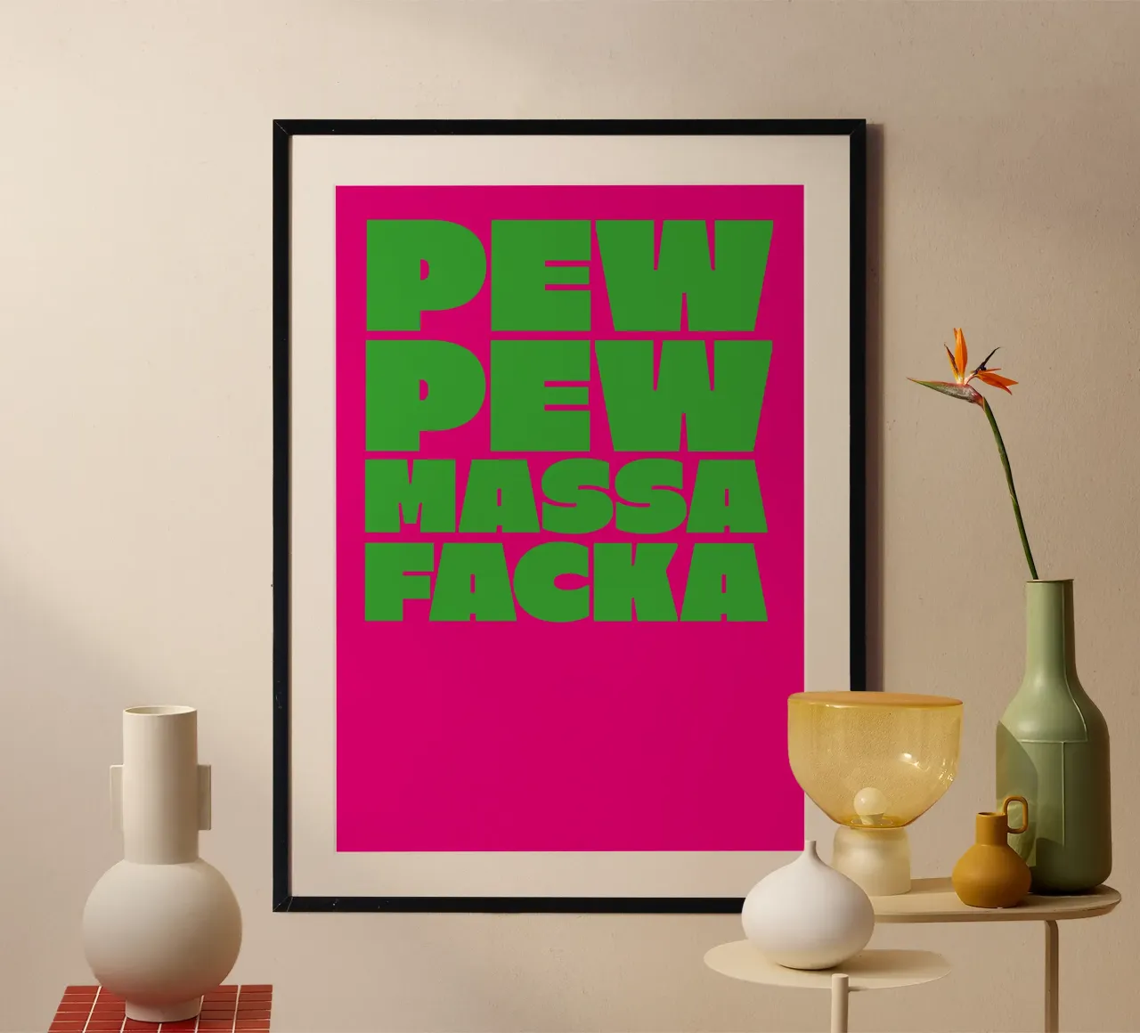 PEW PEW poster con telaio in legno da Flo Klein