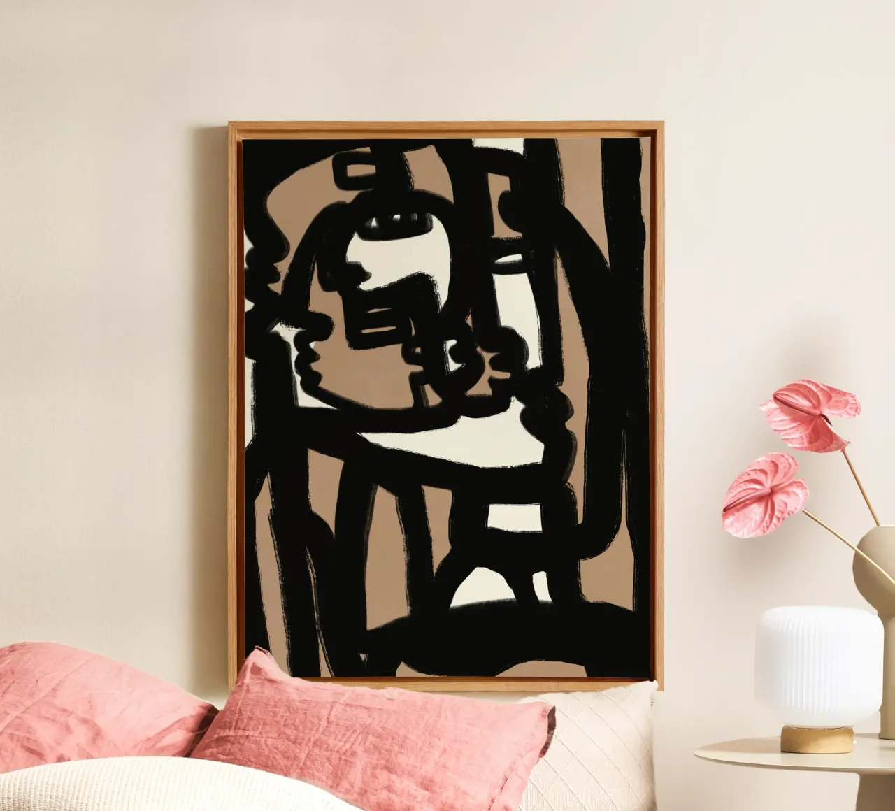 Fettgedruckte Linie abstrakt 13 Leinwand mit Schattenfugenrahmen von Little Dean