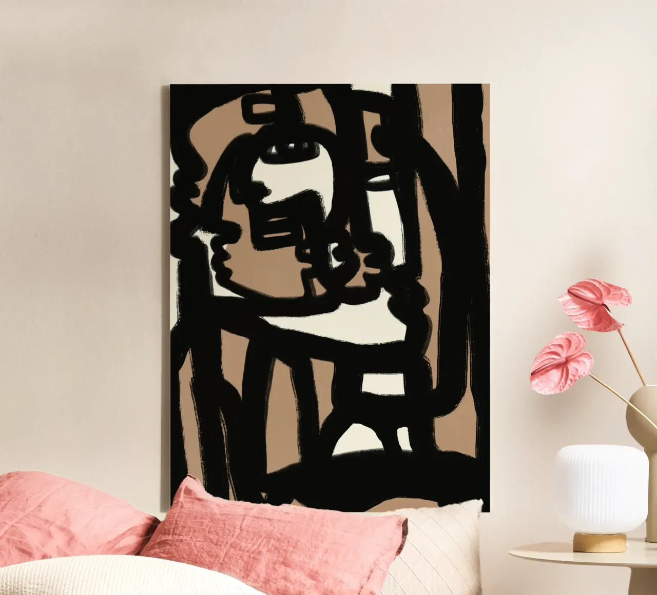 Fettgedruckte Linie abstrakt 13 Leinwand mit Schattenfugenrahmen von Little Dean