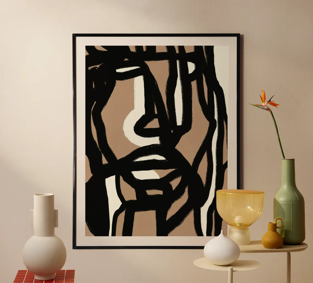 Linea in grassetto astratta 14 poster con telaio in alluminio da Little Dean