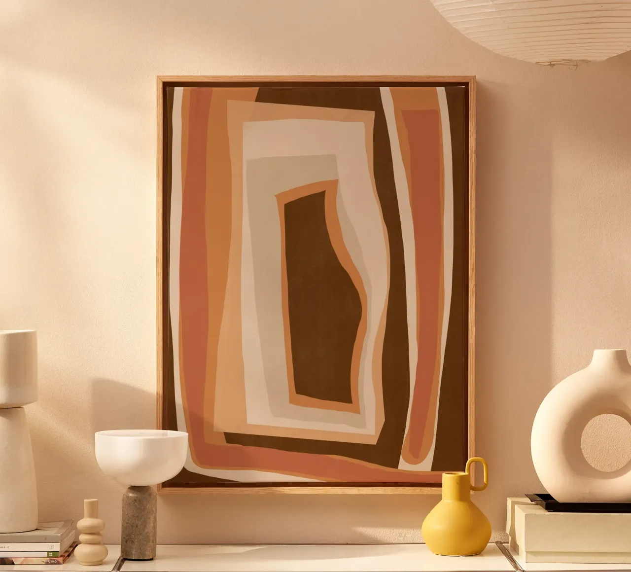 Aardetint abstract 06 canvas met Baklijst van Little Dean