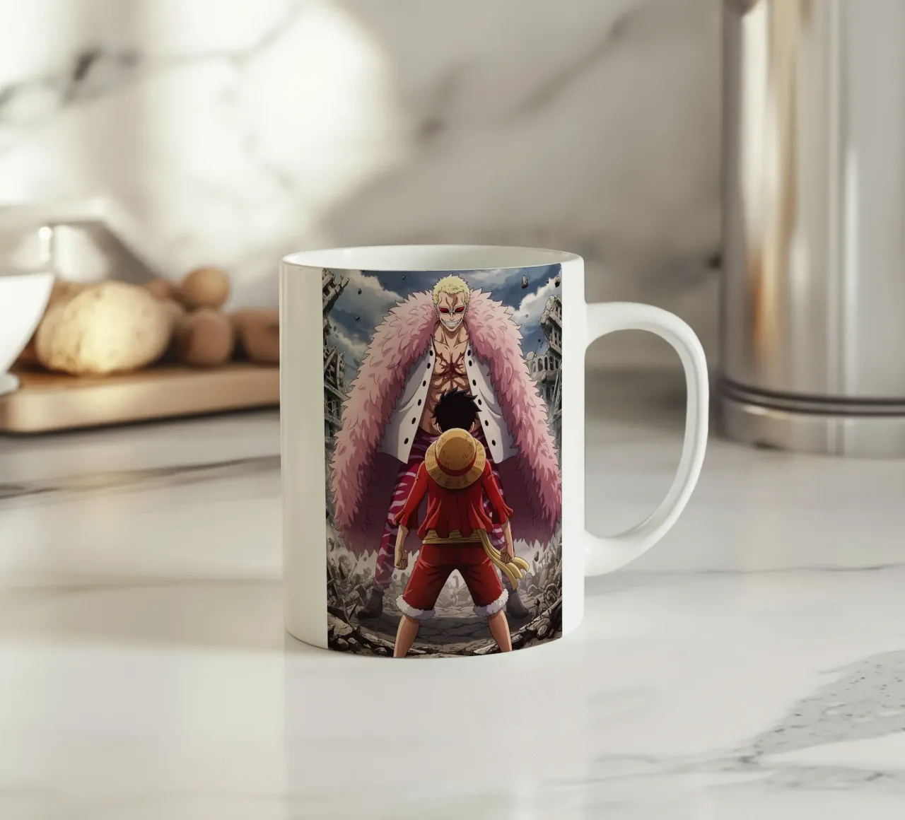Monkey D Luffy Vs Donquixote Doflamingo tazza in ceramica da Musadad Shop