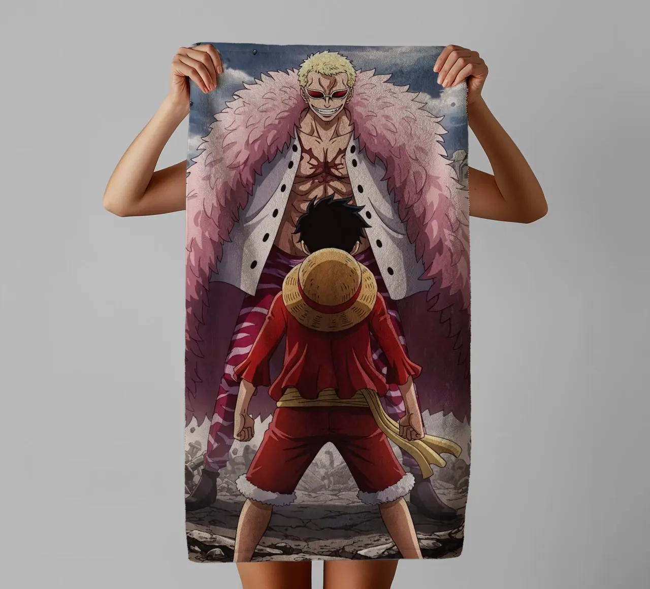 Monkey D Luffy Vs Donquixote Doflamingo asciugamano da bagno da Musadad Shop