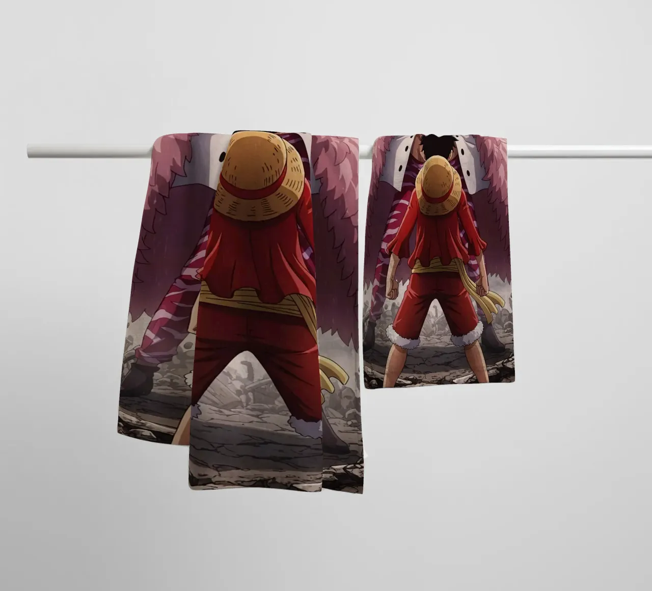 Monkey D Luffy Vs Donquixote Doflamingo asciugamano da bagno da Musadad Shop