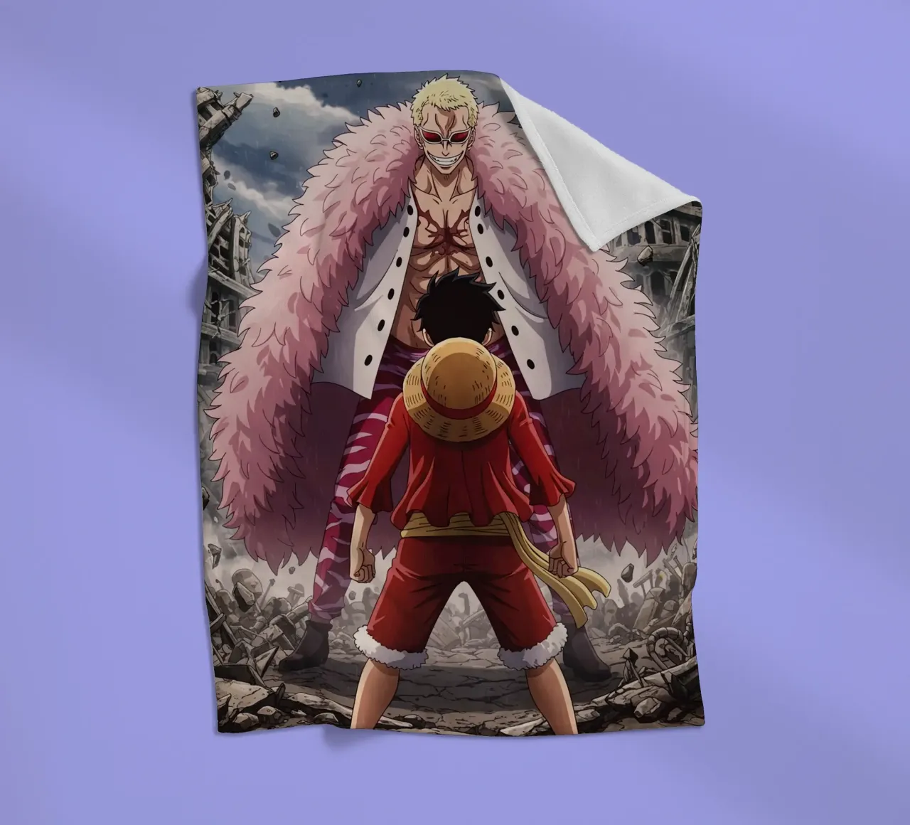 Monkey D Luffy Vs Donquixote Doflamingo coperta in pile da Musadad Shop