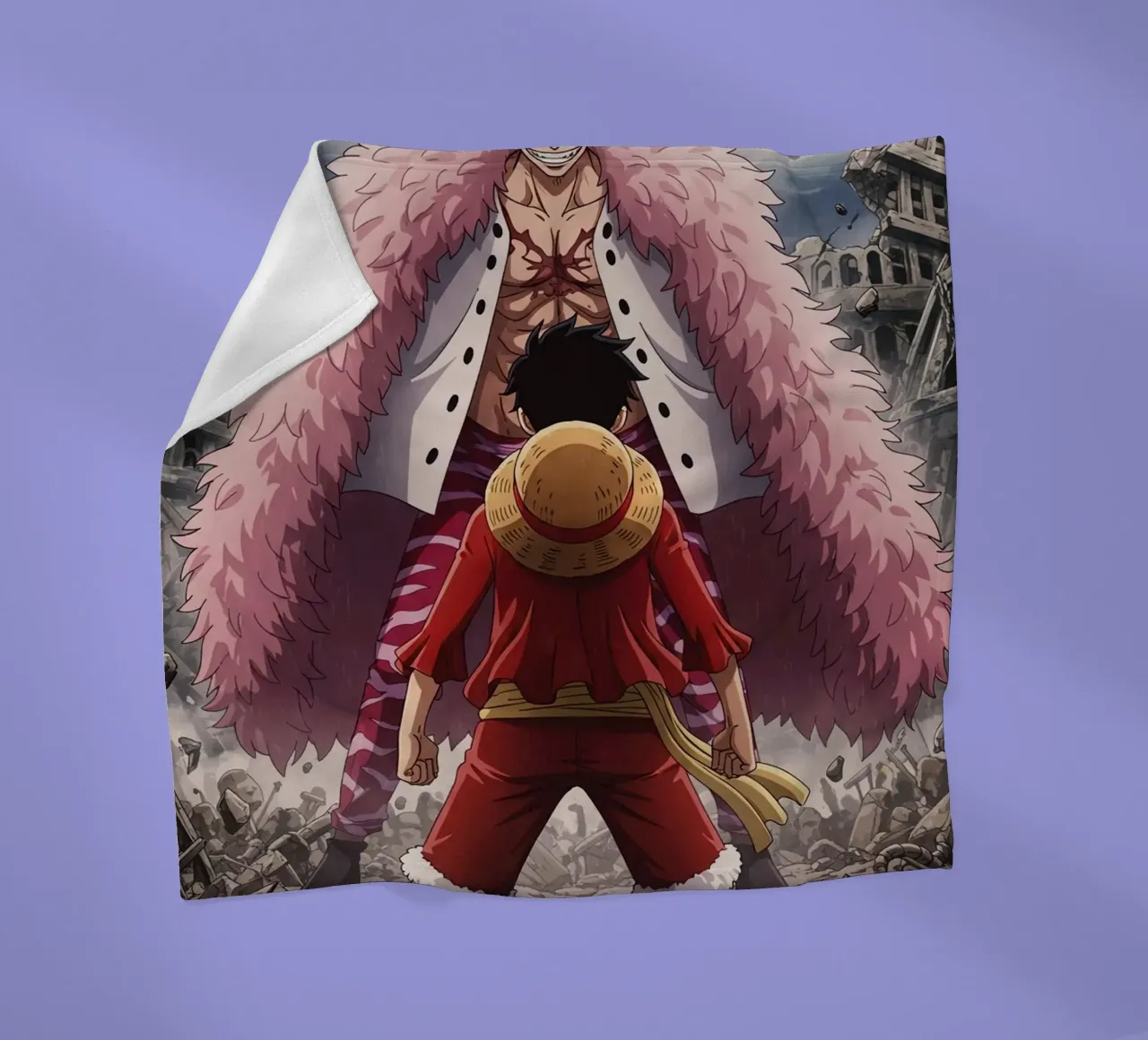 Monkey D Luffy Vs Donquixote Doflamingo coperta in pile da Musadad Shop