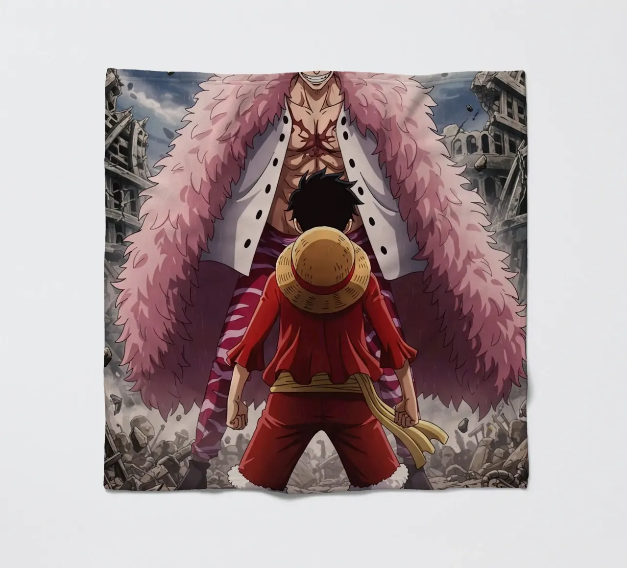 Monkey D Luffy Vs Donquixote Doflamingo coperta in pile da Musadad Shop