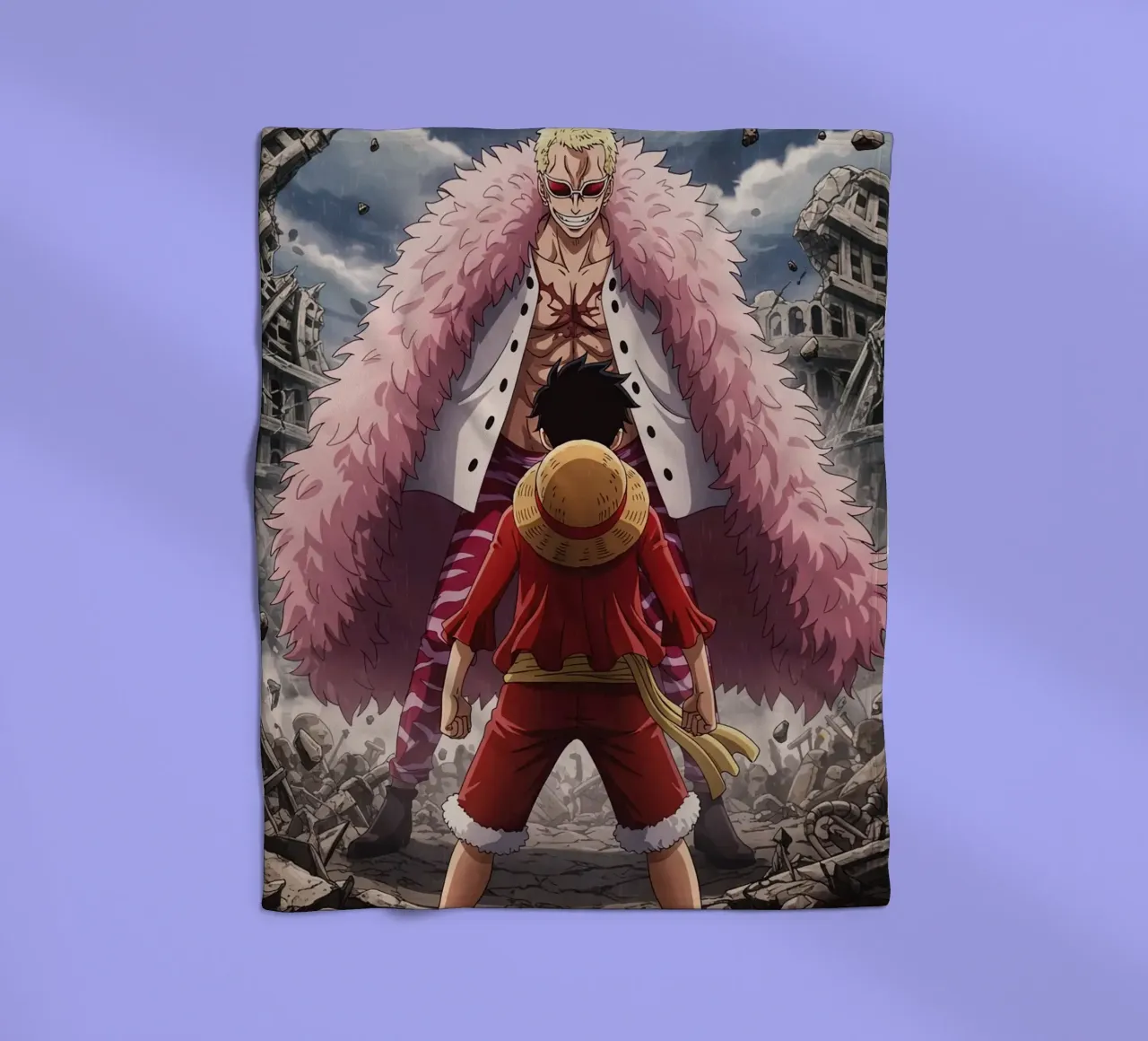 Monkey D Luffy Vs Donquixote Doflamingo coperta in pile da Musadad Shop