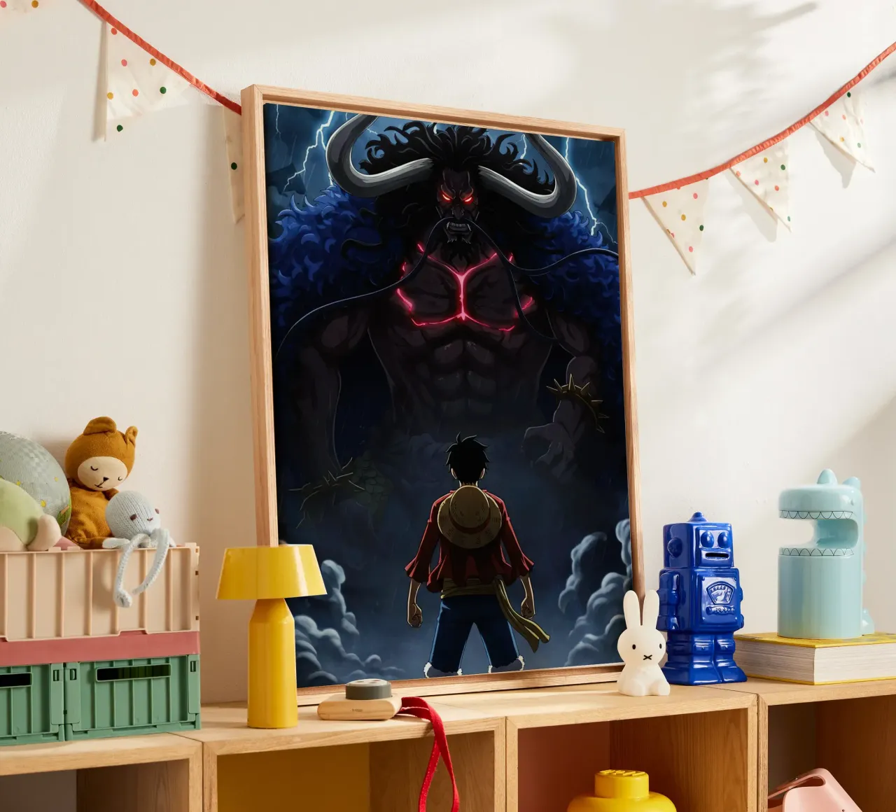 Monkey D Luffy vs Kaido tela con Cornice a cassetta da Musadad Shop
