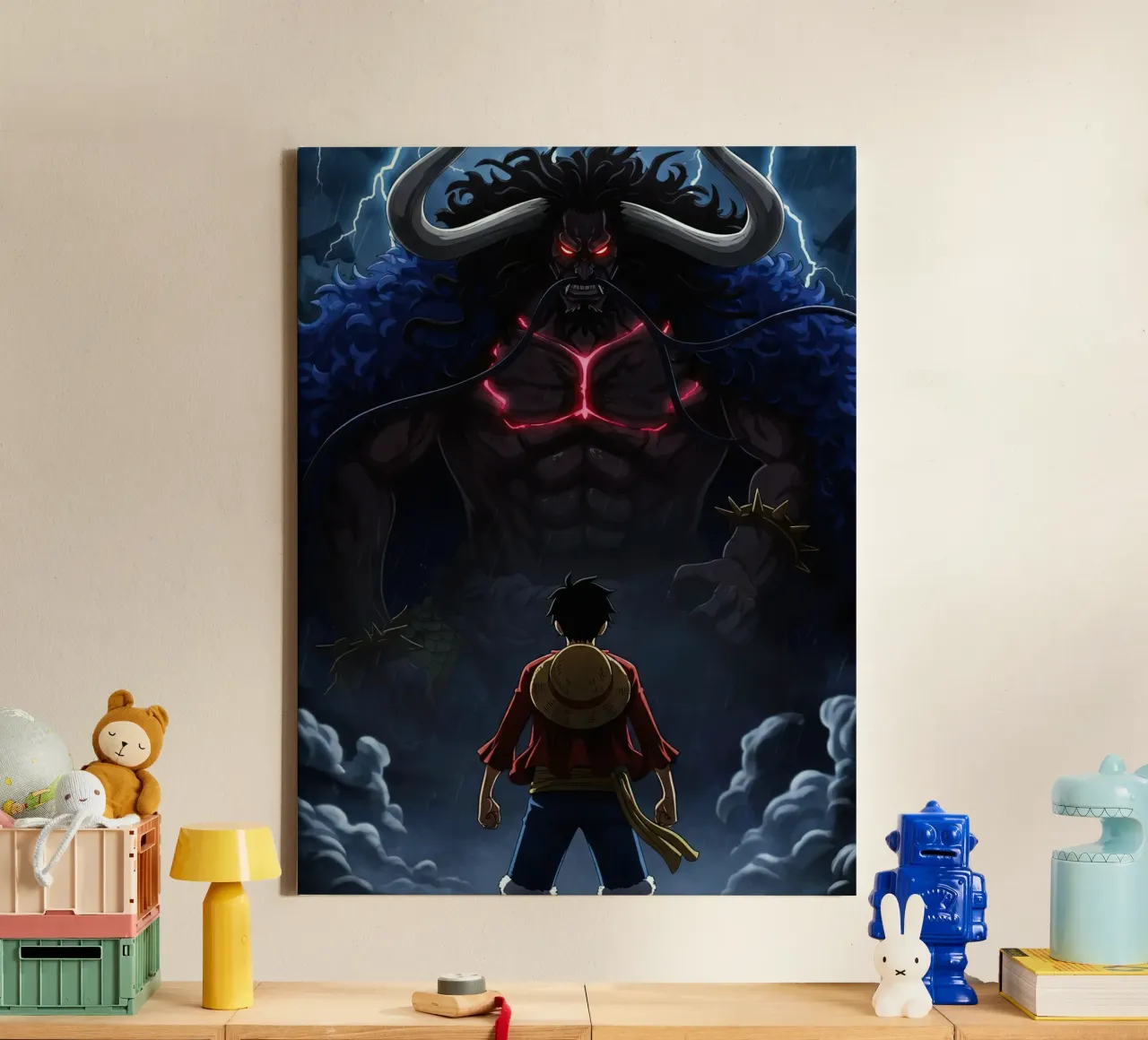 Monkey D Luffy vs Kaido tela con Cornice a cassetta da Musadad Shop