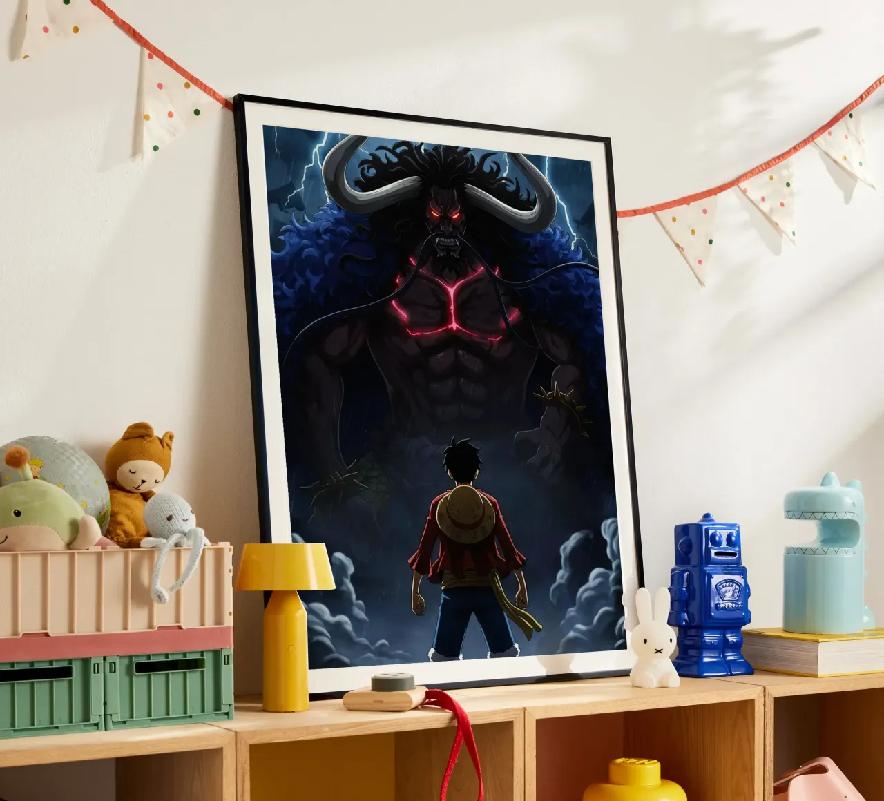 Monkey D Luffy vs Kaido poster con telaio in legno da Musadad Shop