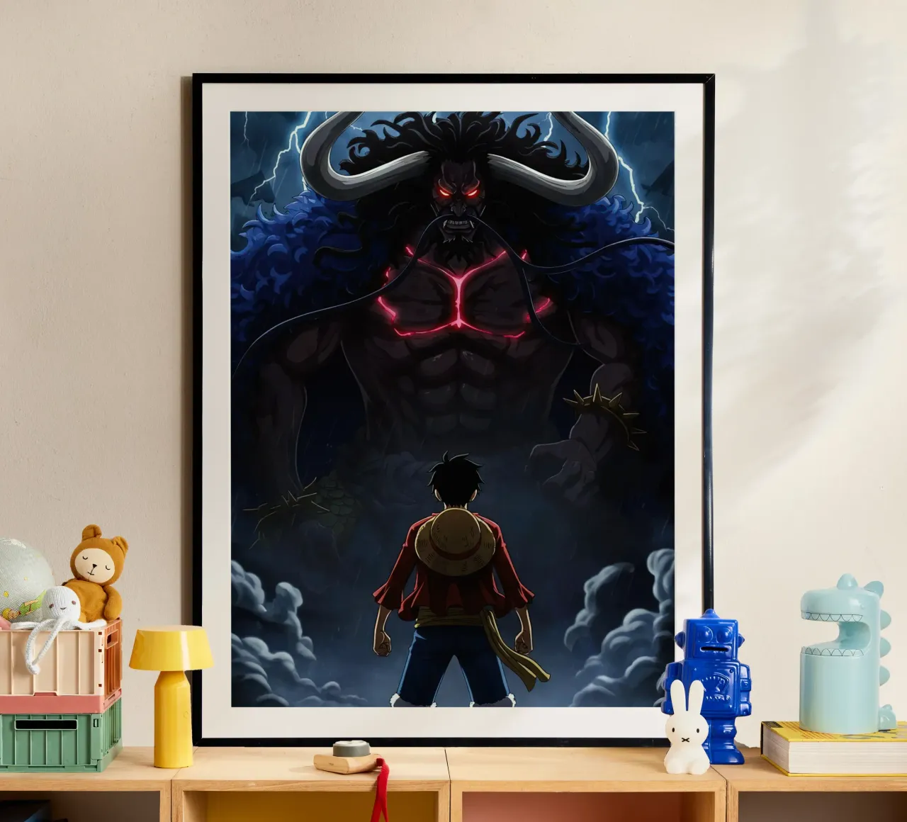 Monkey D Luffy vs Kaido poster con telaio in legno da Musadad Shop