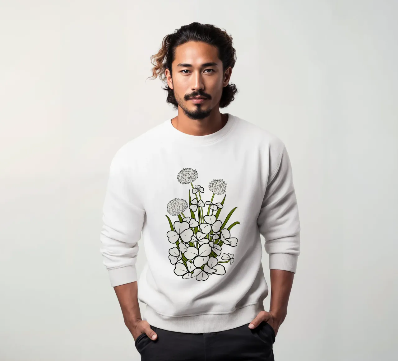White shamrock sweatshirt van TijanaArtStudio88