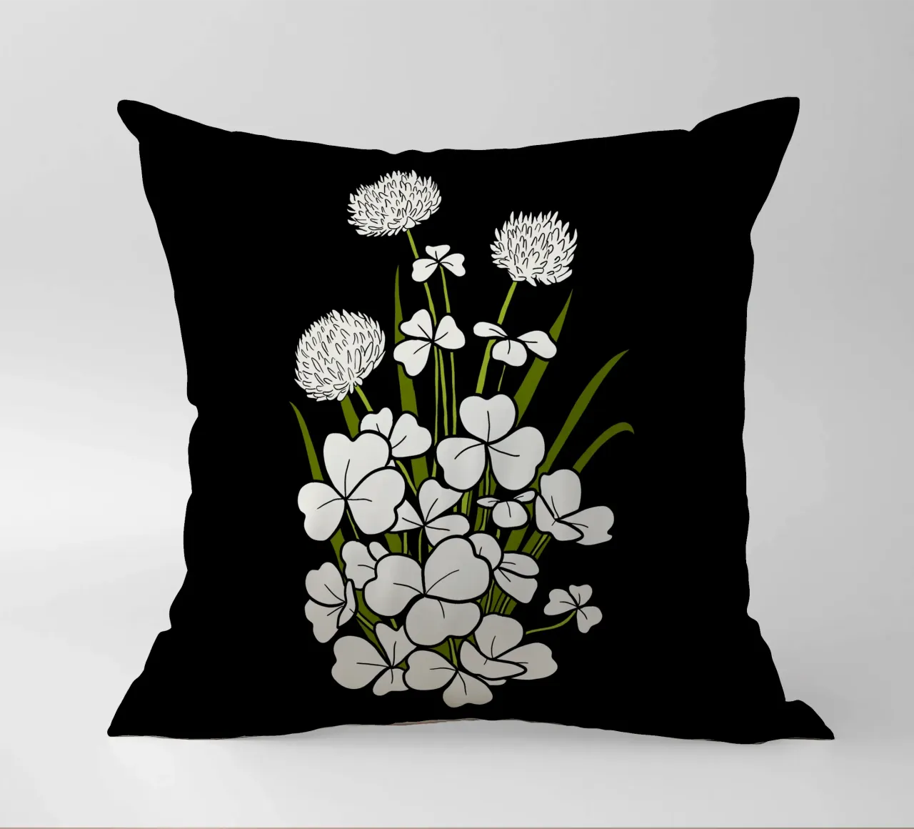 White shamrock cuscino da TijanaArtStudio88