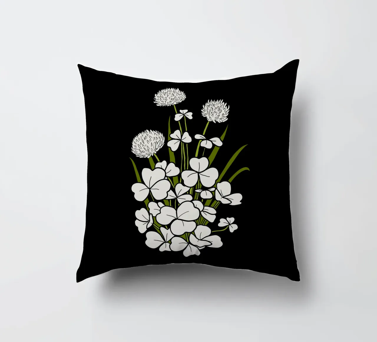 White shamrock cuscino da TijanaArtStudio88