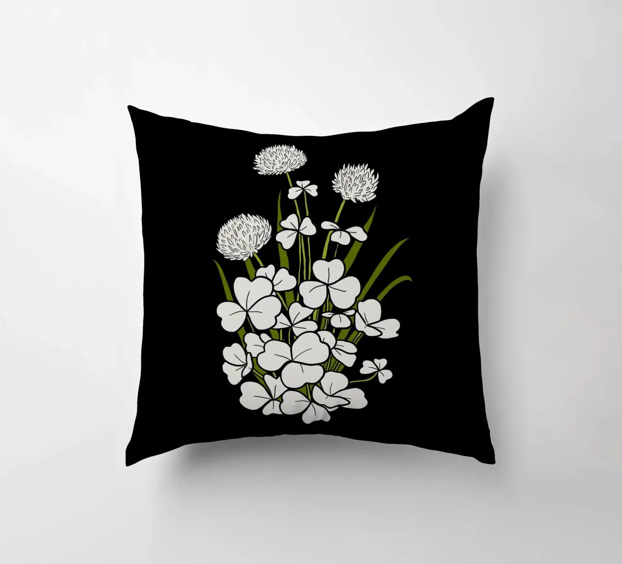 White shamrock cuscino da TijanaArtStudio88