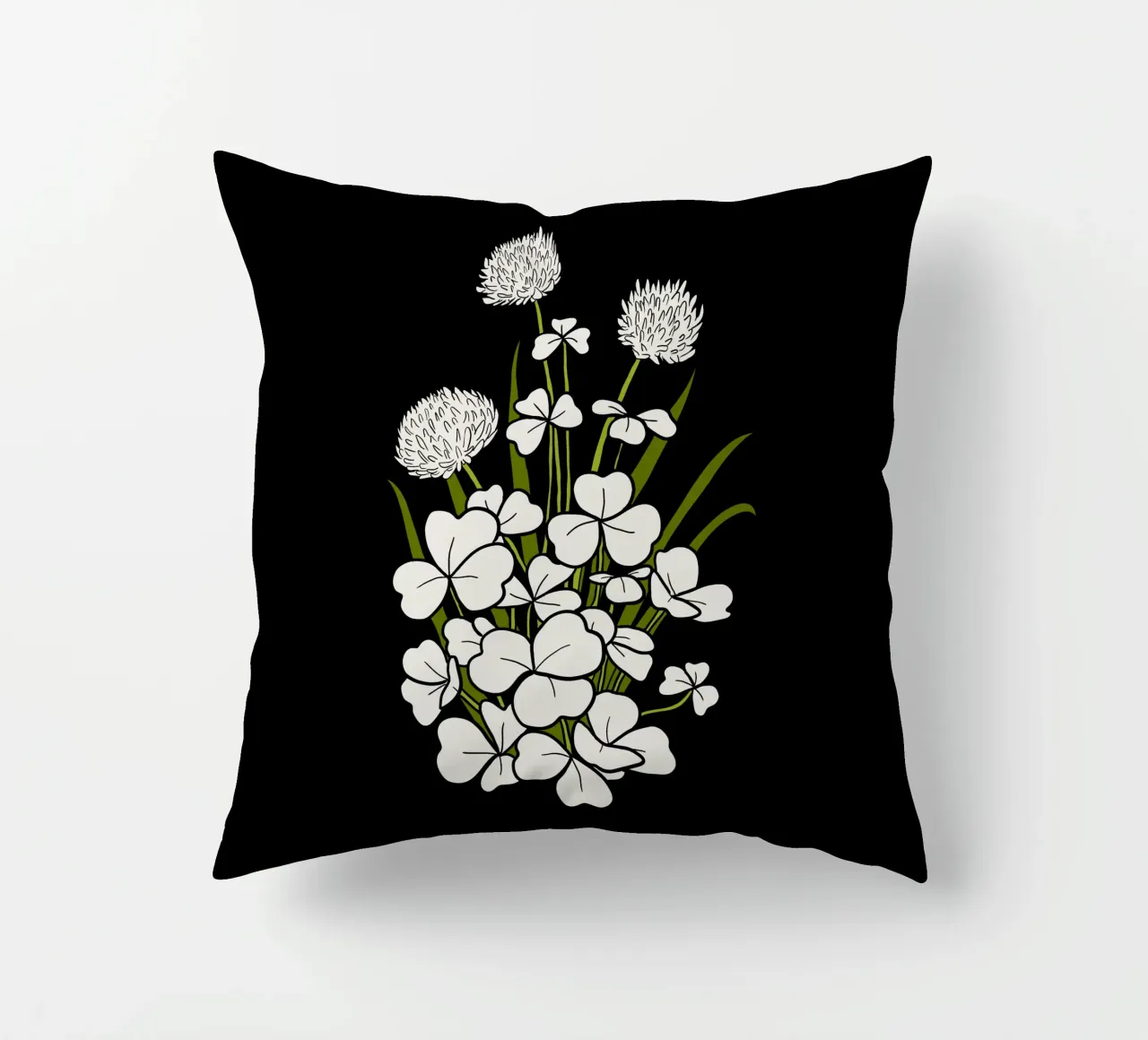 White shamrock cuscino da TijanaArtStudio88