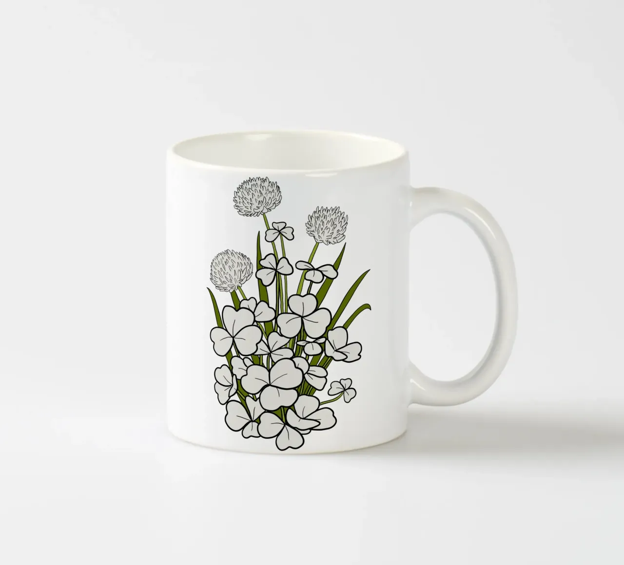 White shamrock tazza in ceramica da TijanaArtStudio88