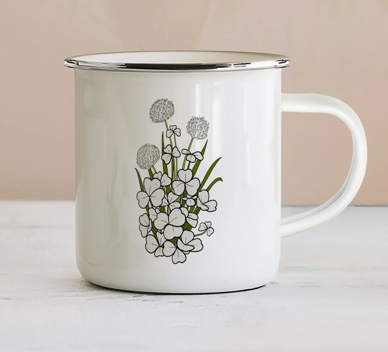 White shamrock tazza in smalto da TijanaArtStudio88