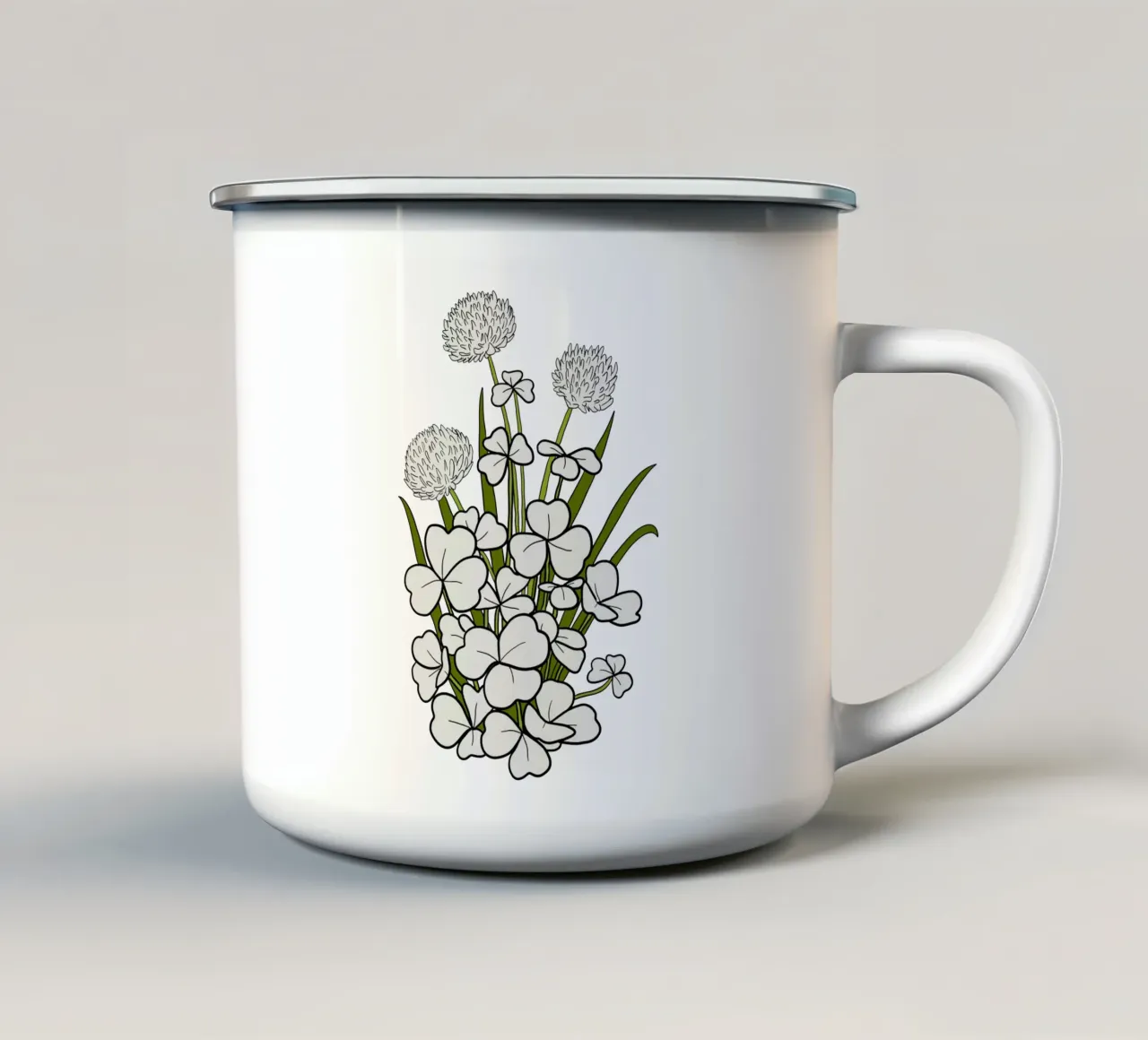 White shamrock tazza in smalto da TijanaArtStudio88