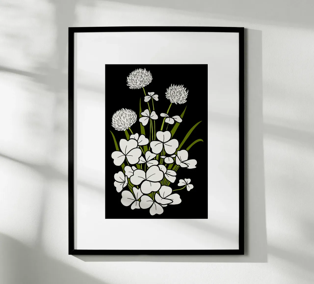 White shamrock poster con telaio in alluminio da TijanaArtStudio88