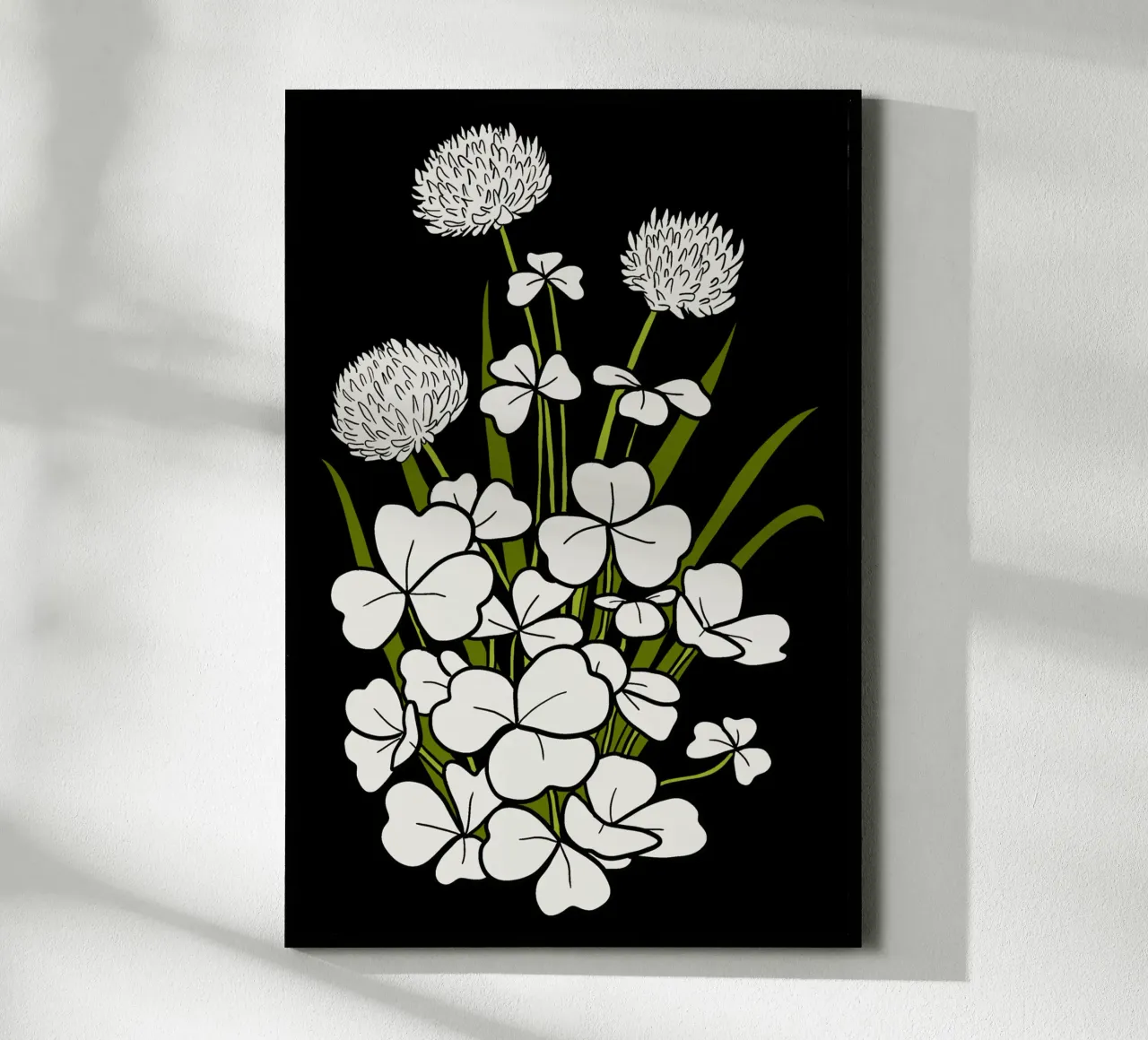 White shamrock poster con telaio in alluminio da TijanaArtStudio88