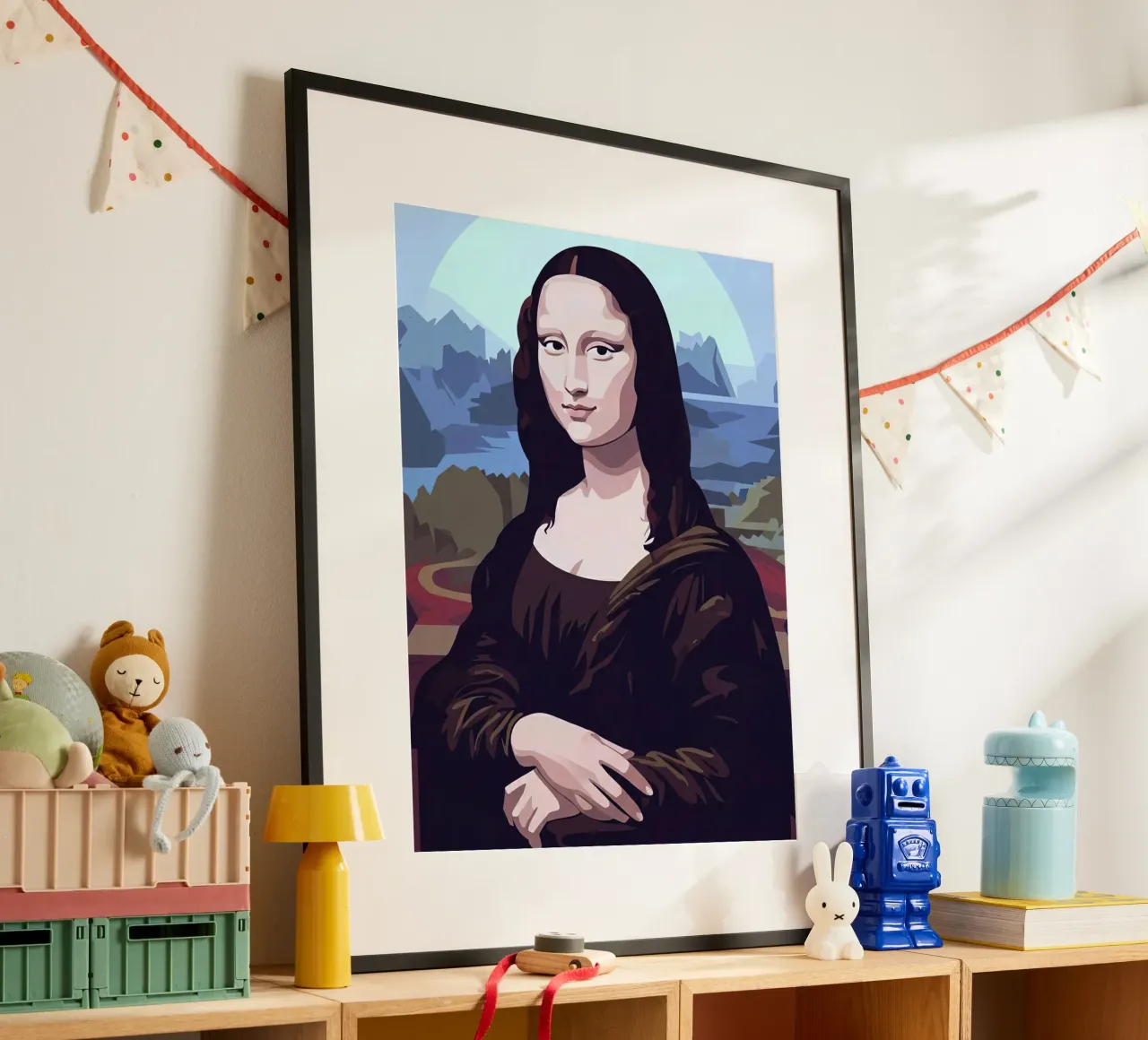 Mona lisa Vector poster con telaio in alluminio da Musadad Shop