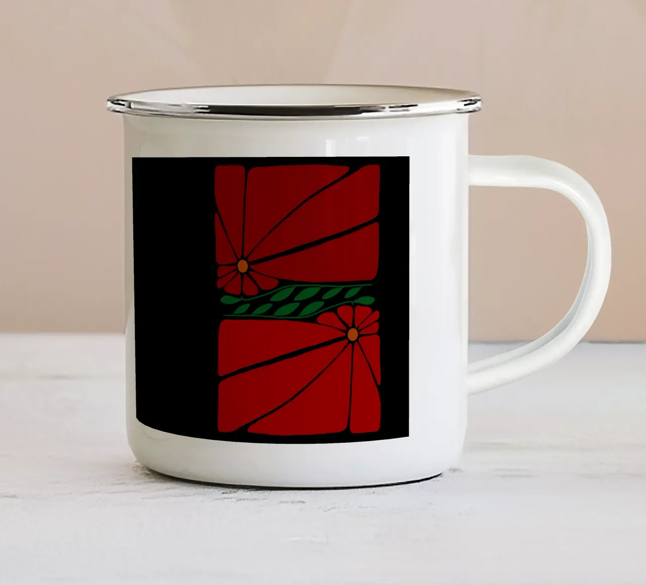 Red double large flower tazza in smalto da TijanaArtStudio88