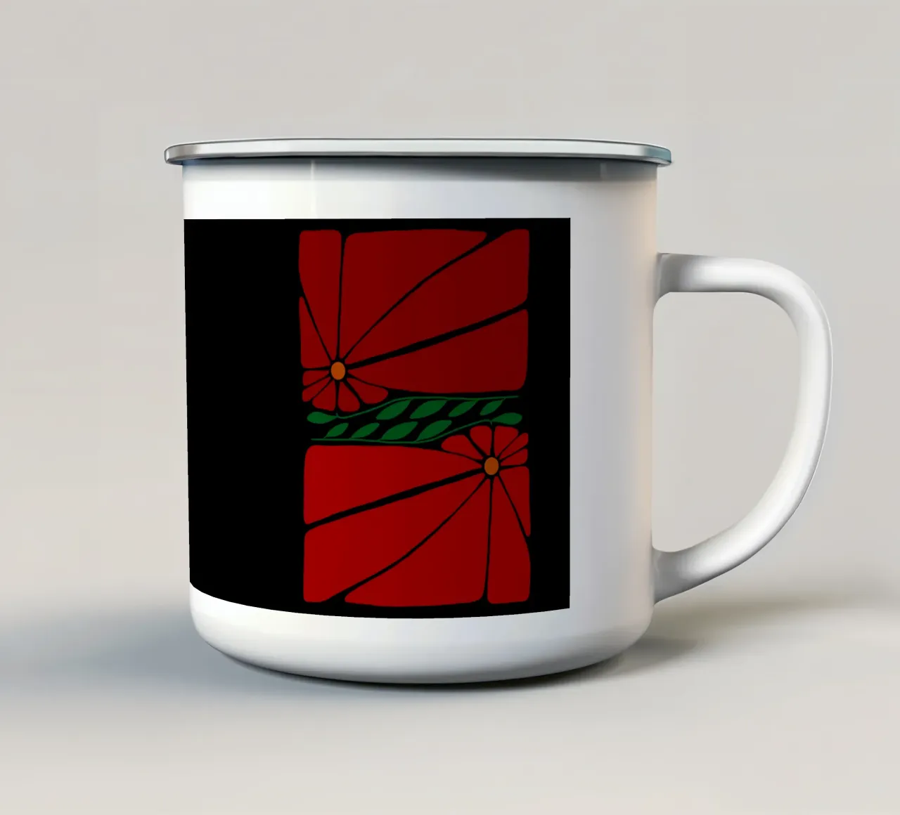Red double large flower tazza in smalto da TijanaArtStudio88