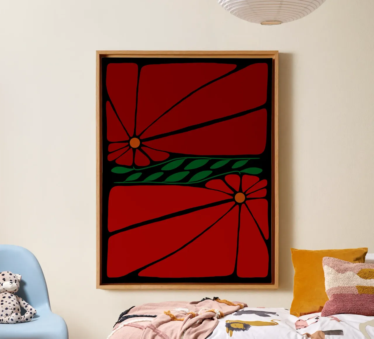 Red double large flower tela con Cornice a cassetta da TijanaArtStudio88