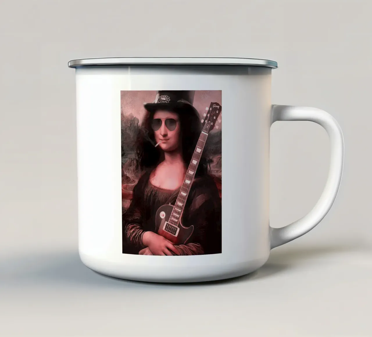 Mona lisa Slash tazza in smalto da Musadad Shop