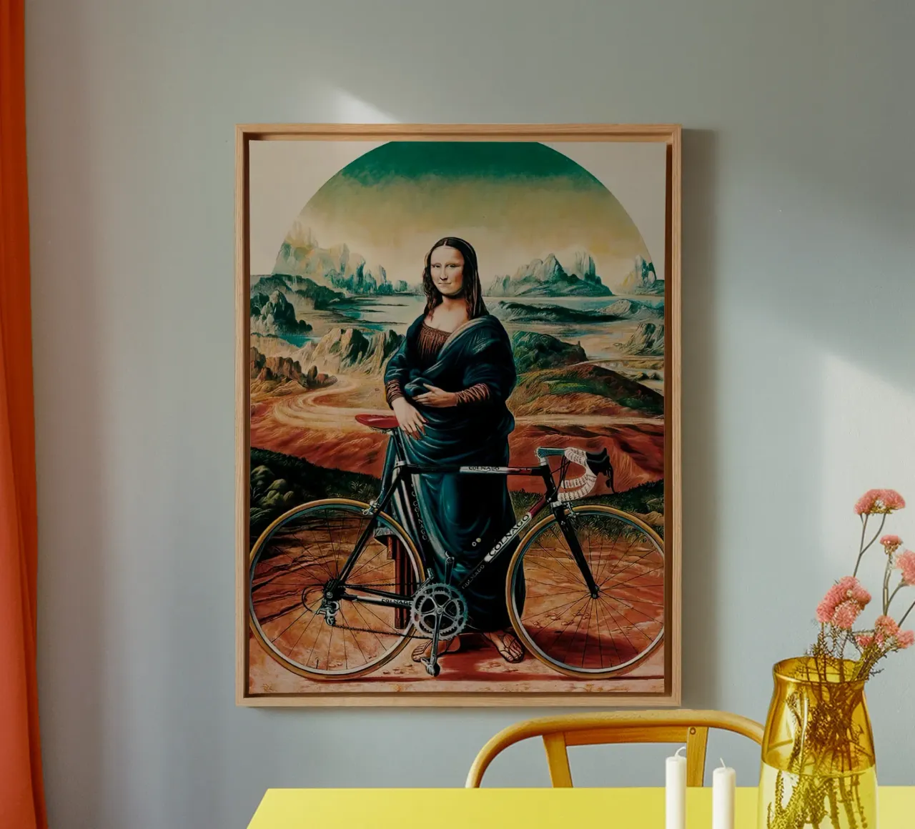 Mona lisa Bicycle tela con Cornice a cassetta da Musadad Shop