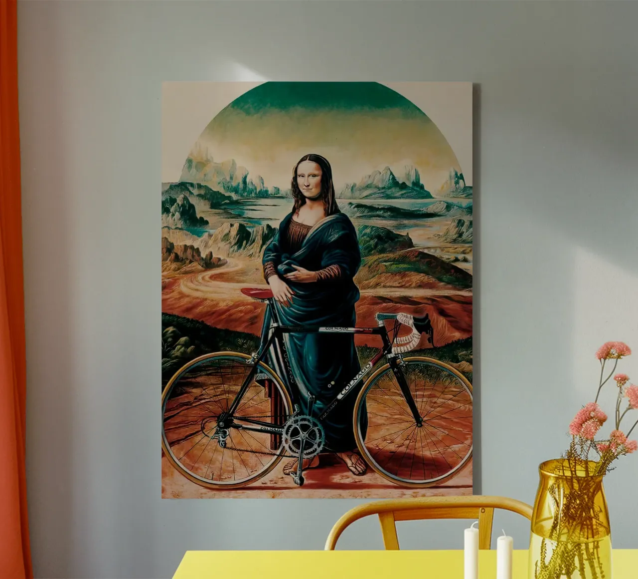 Mona lisa Bicycle tela con Cornice a cassetta da Musadad Shop