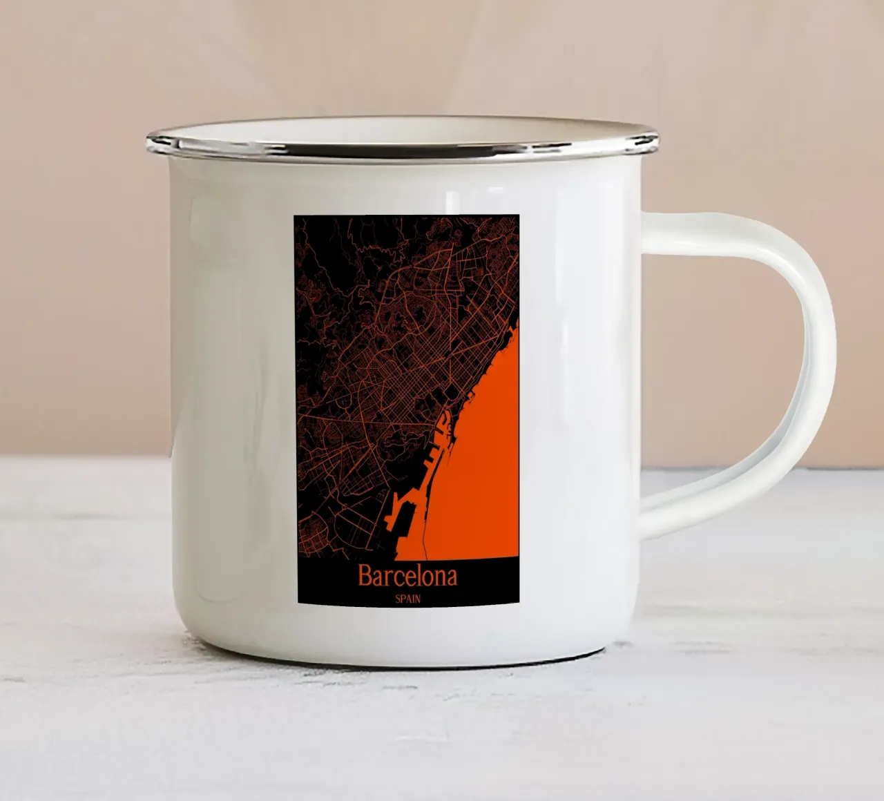 Barcelona tazza in smalto da MiMap