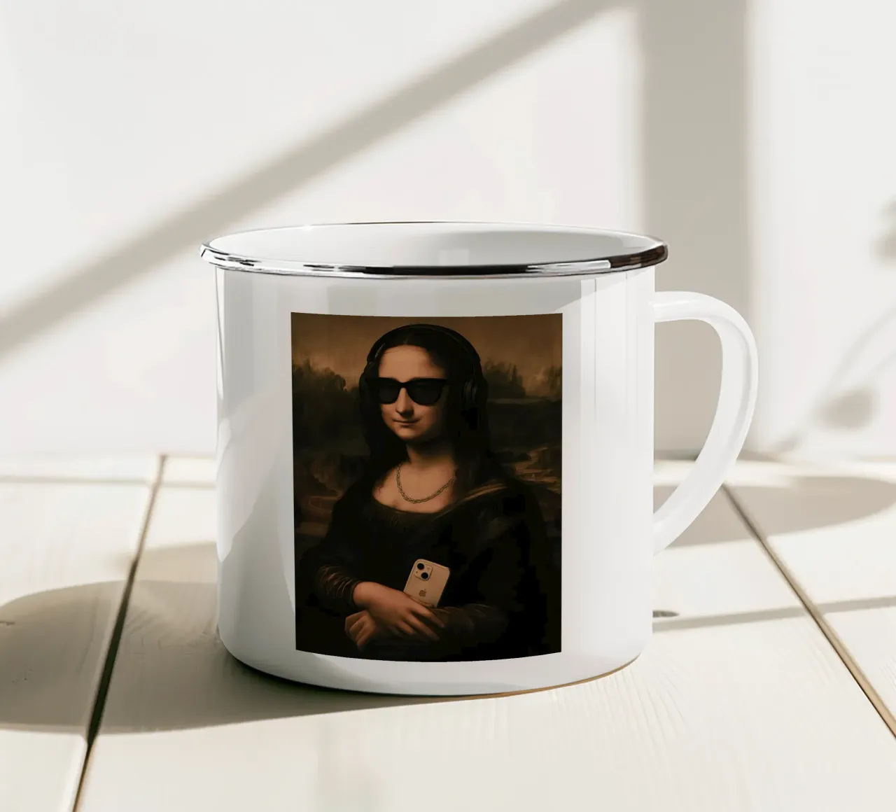 Mona lisa Funky tazza in smalto da Musadad Shop