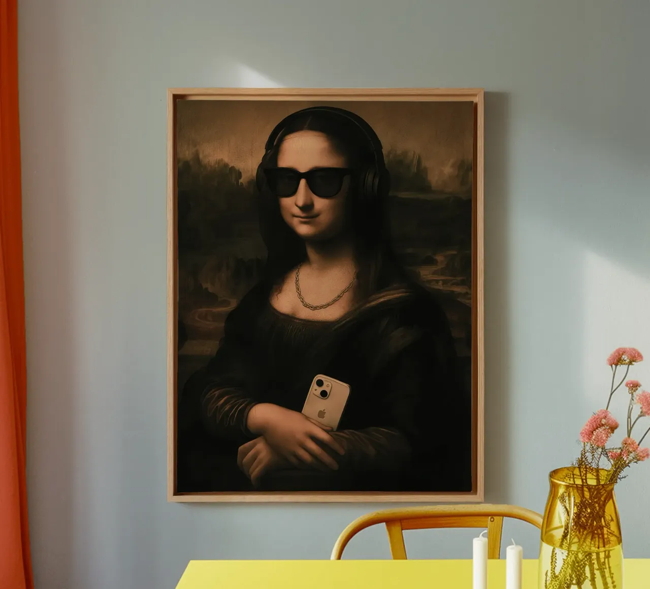 Mona lisa Funky canvas met Baklijst van Musadad Shop