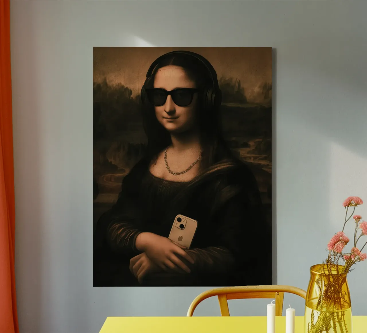 Mona lisa Funky canvas met Baklijst van Musadad Shop