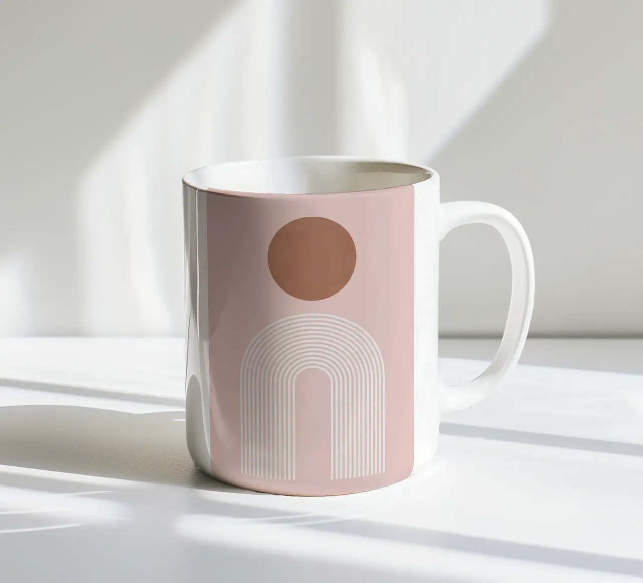 cerchio arco linee curve rosa marrone tazza in ceramica da Patrick M Gerber