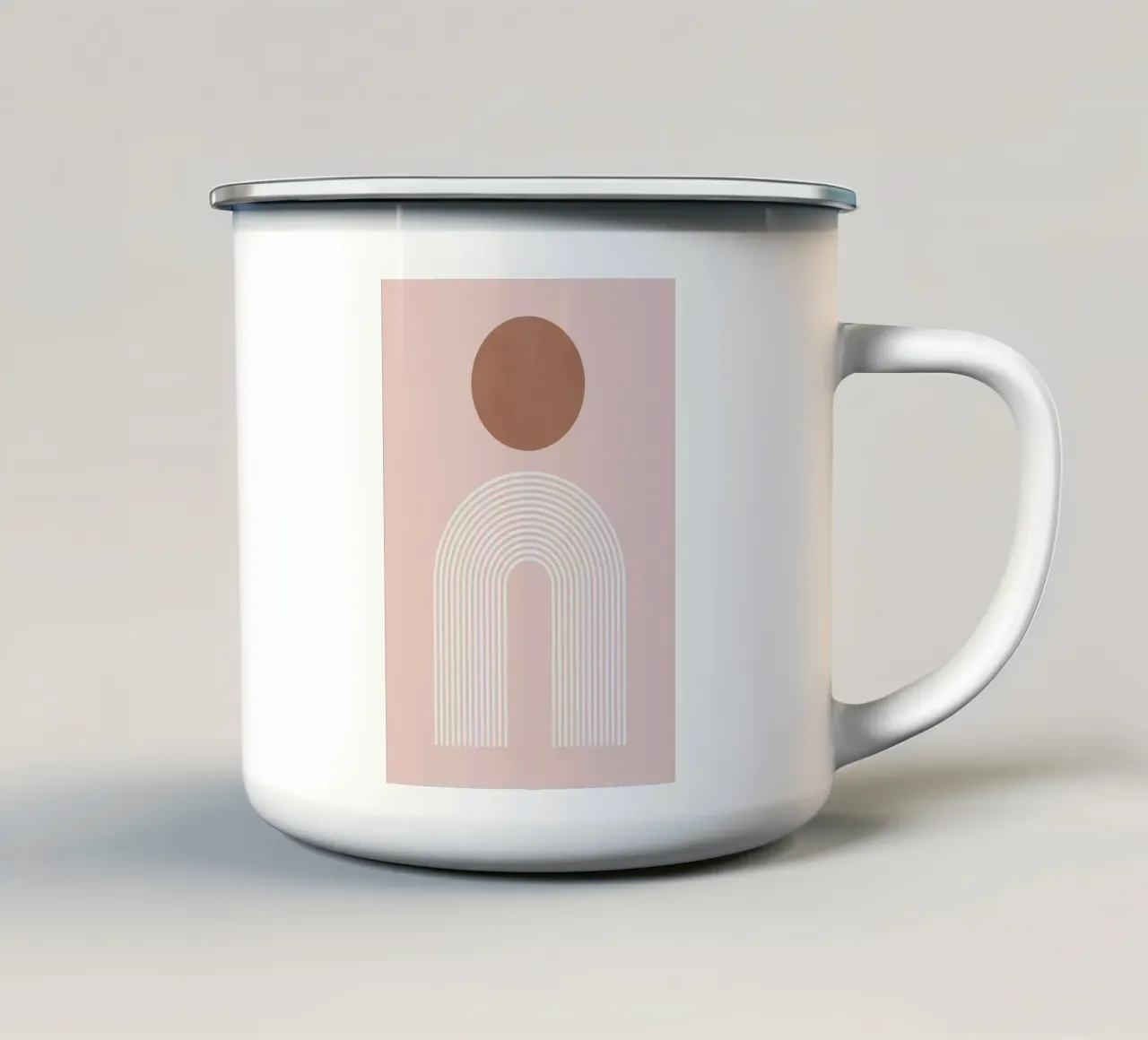 cerchio arco linee curve rosa marrone tazza in smalto da Patrick M Gerber