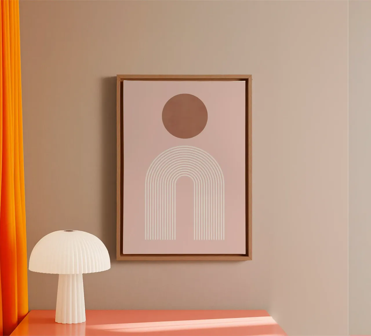 cerchio arco linee curve rosa marrone tela con Cornice a cassetta da Patrick M Gerber