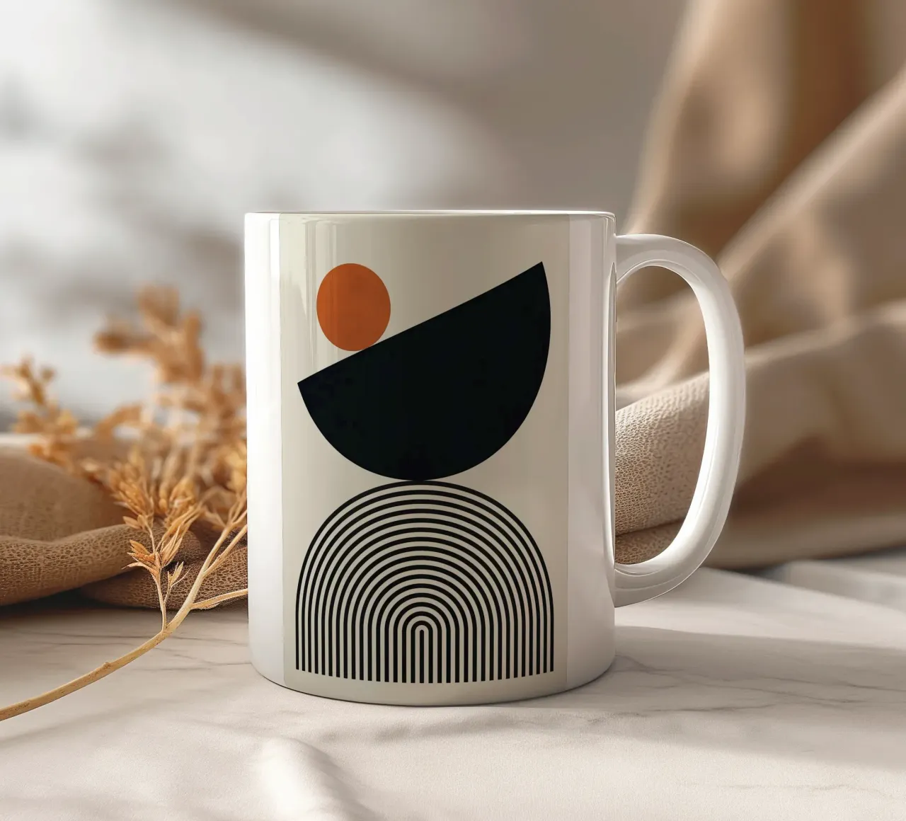 cerchio semicerchio forme geometriche in bianco e nero tazza in ceramica da Patrick M Gerber