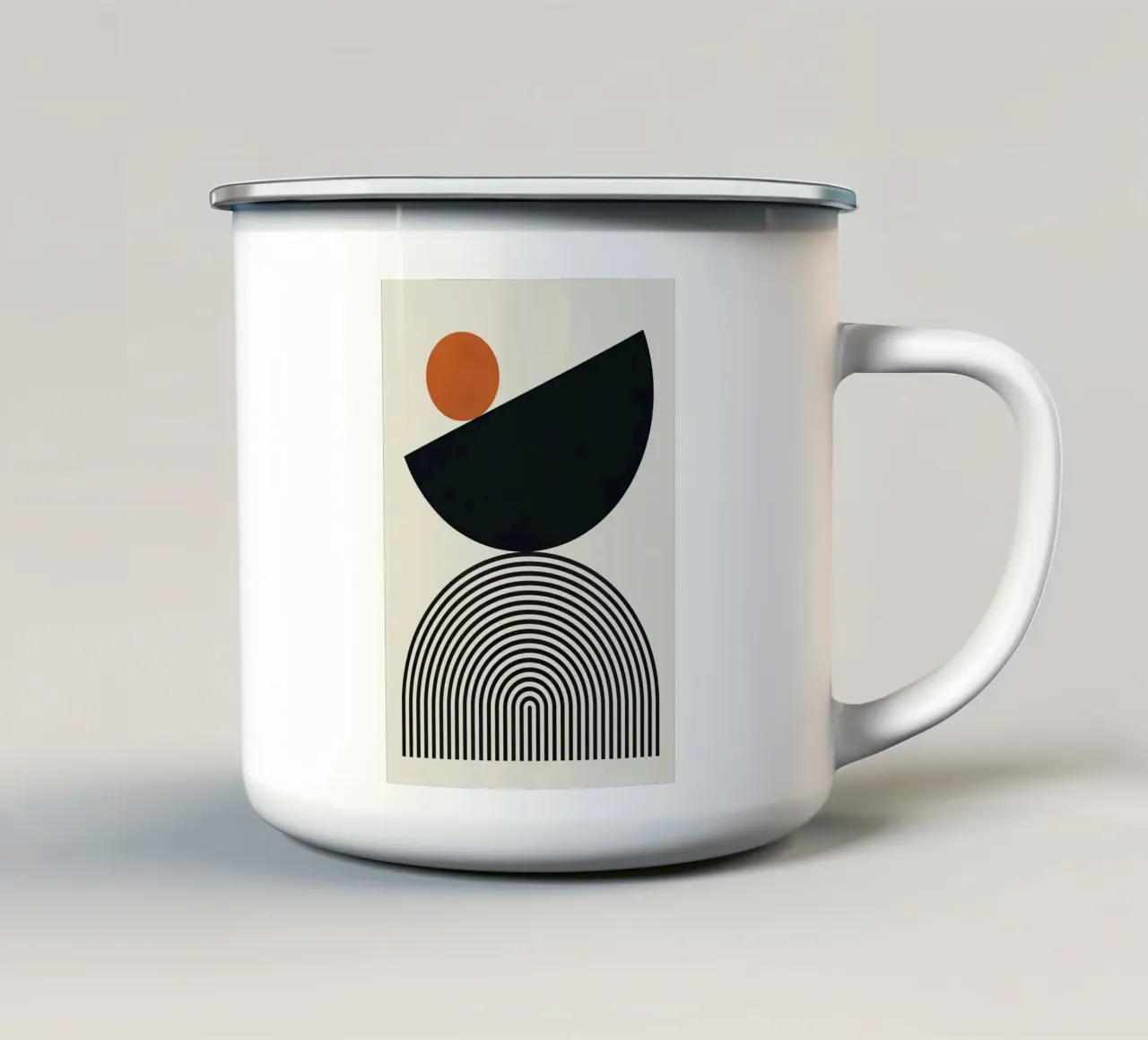 cerchio semicerchio forme geometriche in bianco e nero tazza in smalto da Patrick M Gerber