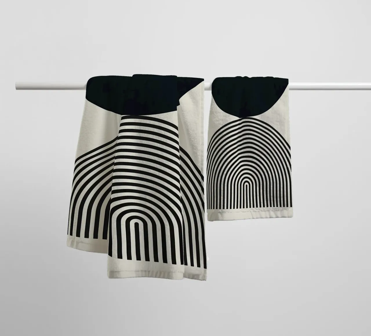cerchio semicerchio forme geometriche in bianco e nero asciugamano da bagno da Patrick M Gerber