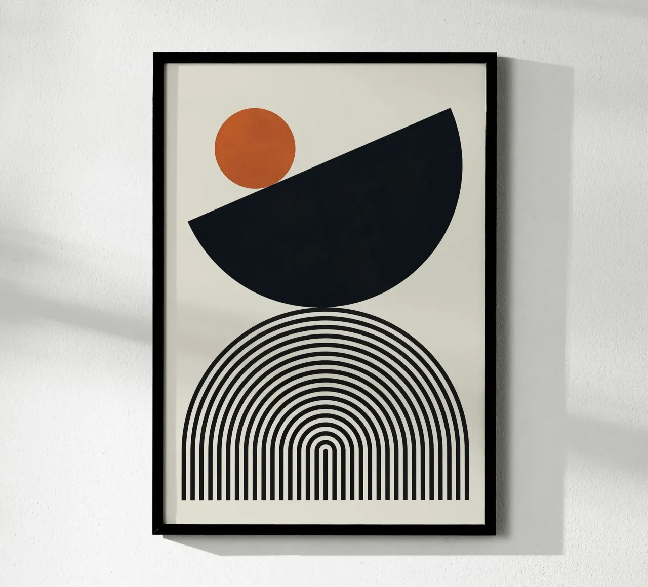cerchio semicerchio forme geometriche in bianco e nero poster con telaio in alluminio da Patrick M Gerber